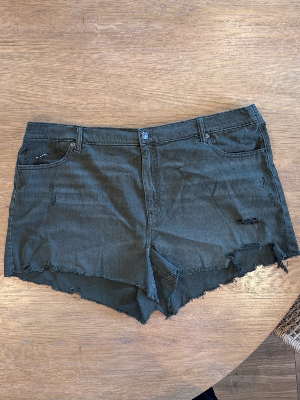Aerie NWT Women’s Distressed Olive Denim Shorts